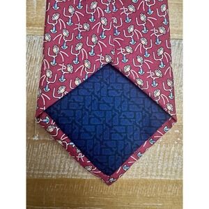 VINEYARD VINES Red Mens Necktie Football Goals Silk Martha's Vineyard USA